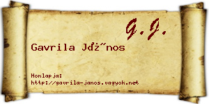 Gavrila János névjegykártya